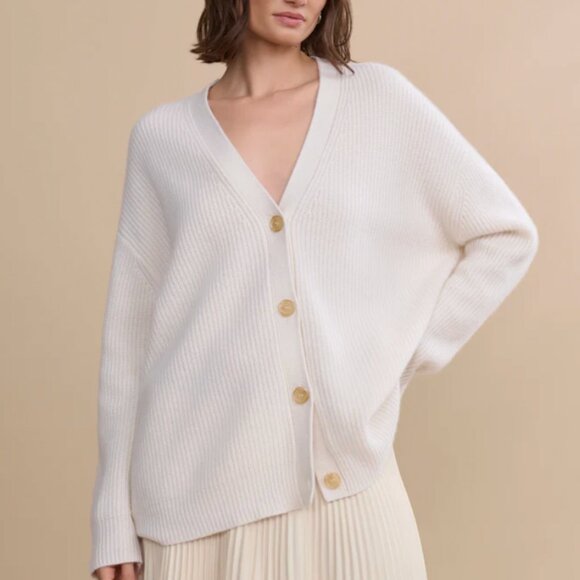 BEST Jenni Kayne Cashmere Cocoon Cardigan Small/Medium Ivory Off White Quiet Lux - Picture 3 of 8